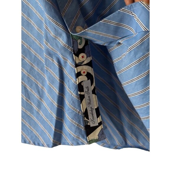 Robert Graham Blue Striped Button-Down Shirt XL 100% Cotton Long Sleeve - Picture 4 of 11